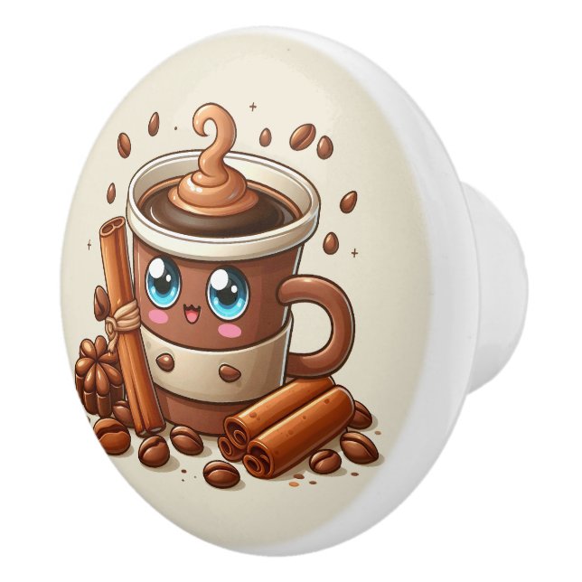 Bouton De Porte En Céramique Amateurs de café chaud (Droite)