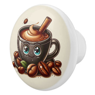 Bouton De Porte En Céramique Amateurs de café chaud