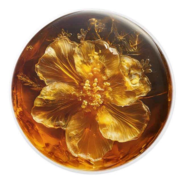 Bouton De Porte En Céramique Amber Flower Nature Motif (Devant)