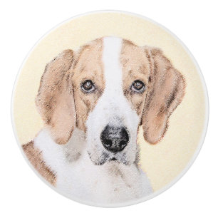 Bouton De Porte En Céramique American Foxhound Painting - Joli art original chi
