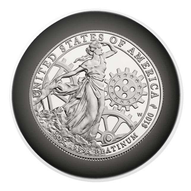 Bouton De Porte En Céramique American Platinum Liberty Coin ~ Reverse 2013 ~ (Devant)