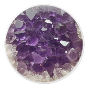 Bouton De Porte En Céramique Amethyst Nature Gemstone Motif