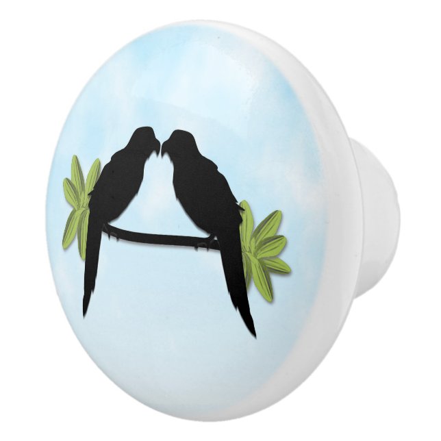 Bouton De Porte En Céramique Amour du perroquet (Droite)