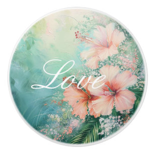Bouton De Porte En Céramique Amour Floral de Floraison Blanche de Pêche Tropica