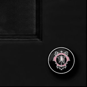 Bouton De Porte En Céramique Amour gothique Squelette rose et noir Coeur flor