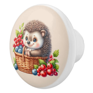 Bouton De Porte En Céramique Amoureux de cuisine de hérisson de baie mignon 