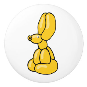 Bouton De Porte En Céramique Amusant ballon jaune dessin animal lapin