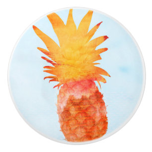 Bouton De Porte En Céramique Ananas Aquarelle Tropicale Élégante Fête d'Été