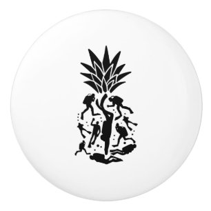 Bouton De Porte En Céramique Ananas Scuba Divers