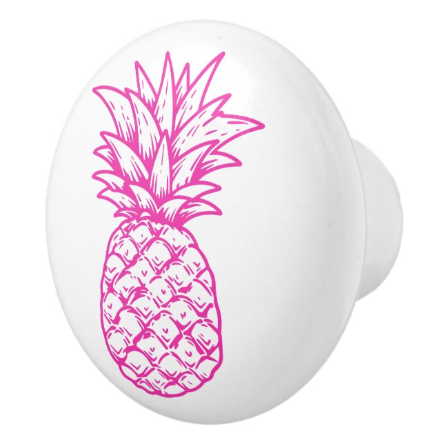 Bouton De Porte En Céramique Ananas Tropical Rose Preppy Personnalisé (Droite)