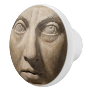 Bouton De Porte En Céramique Ancien Empereur Romain Dramatique Marbre Face ivoi