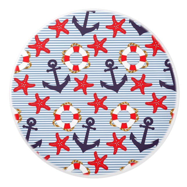 Bouton De Porte En Céramique Ancre maritime (Devant)