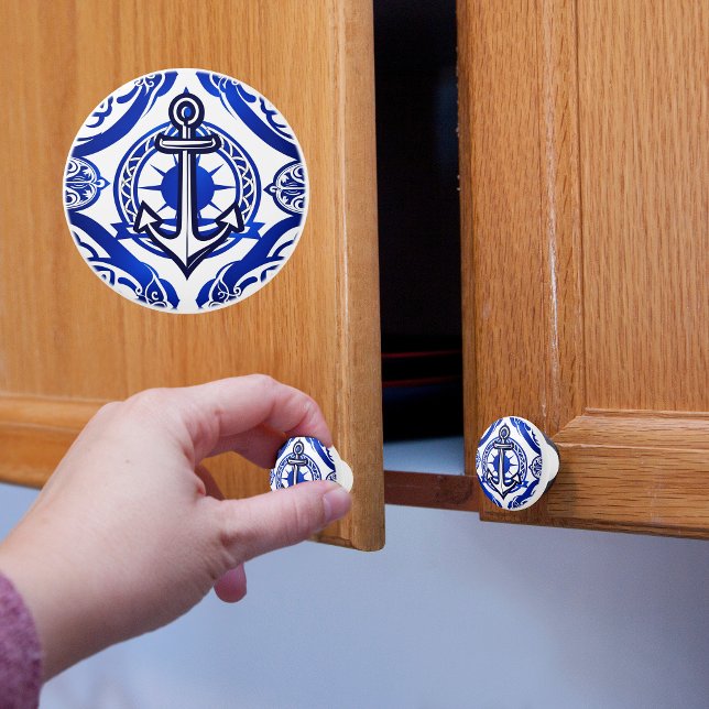 Bouton De Porte En Céramique Ancre nautique (Créateur téléchargé)