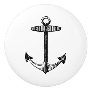 Bouton De Porte En Céramique Ancre - thème nautique vintage