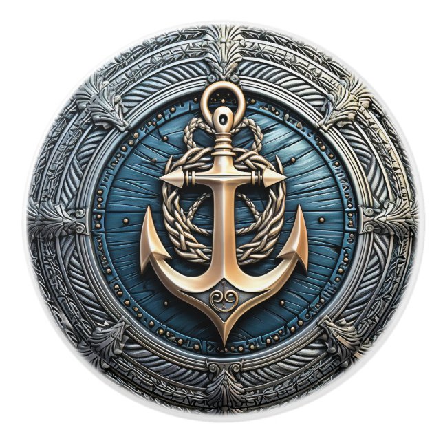 Bouton De Porte En Céramique Ancres Aweigh Ceramic Knob (Devant)