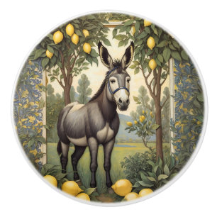 Bouton De Porte En Céramique Âne de Vintage sous les citronniers