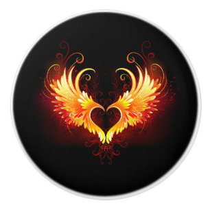 Bouton De Porte En Céramique Angel Fire Heart with Wings