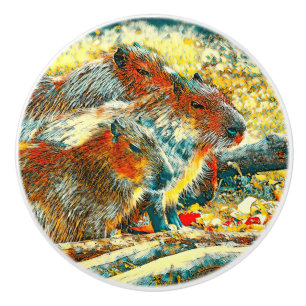 Bouton De Porte En Céramique AnimalArt_Capybara_005