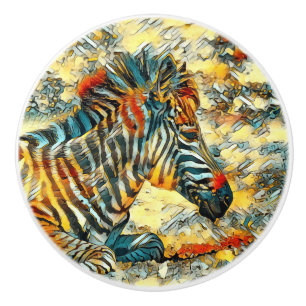 Bouton De Porte En Céramique AnimalArt_Zebra_001