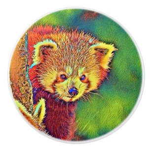 Bouton De Porte En Céramique AnimalColor_RedPanda_016