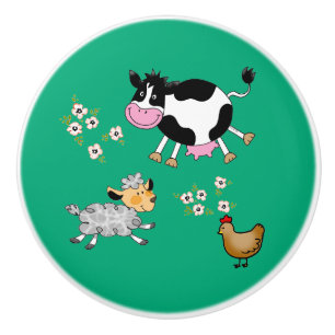 Bouton De Porte En Céramique animaux de ferme