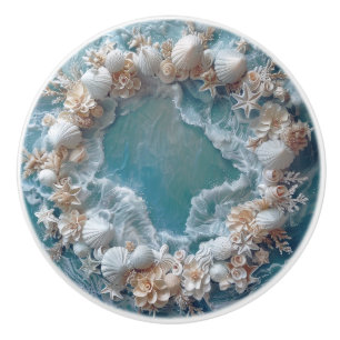 Bouton De Porte En Céramique Anneau élégant 3D de coquillages côtiers