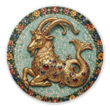 Anneau en mosaïque dorée 3D de Capricorne exceptio