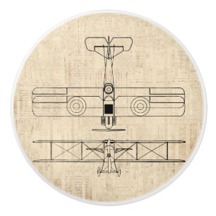 Bouton De Porte En Céramique Antique Diagrammes d'avion Art plan Vintage