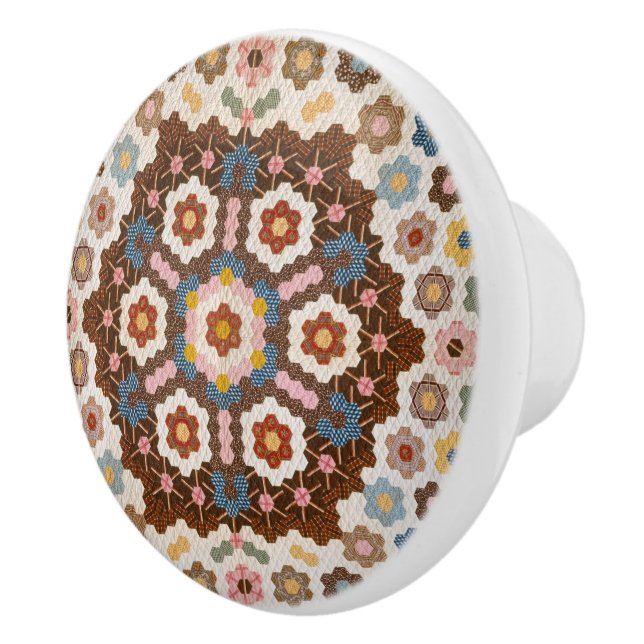 Bouton De Porte En Céramique Antique Motif de courtepointe en peigne de miel -  (Droite)