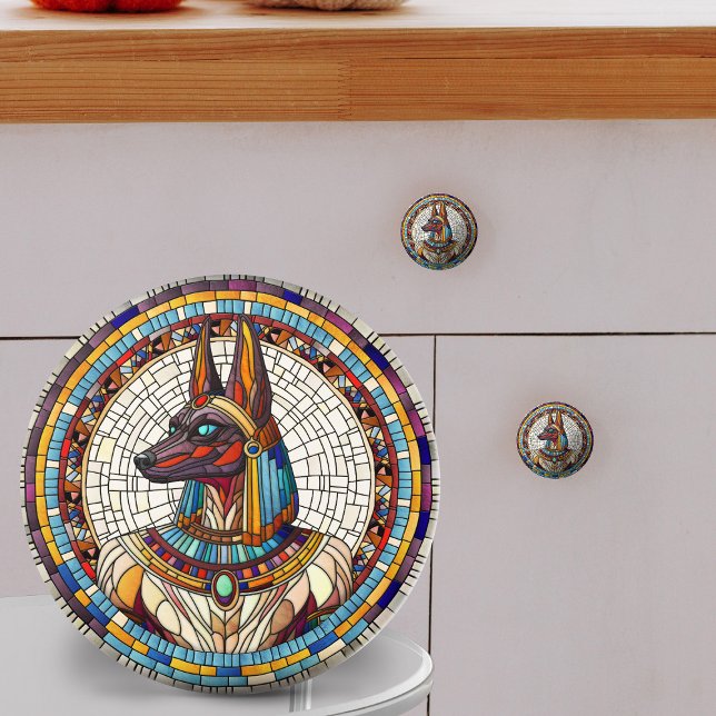 Bouton De Porte En Céramique Anubis égyptien - Art Mosaïque (Créateur téléchargé)