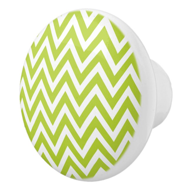 Bouton De Porte En Céramique Apple Green Chevron (Droite)