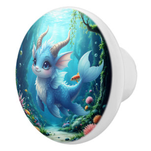 Bouton De Porte En Céramique Aqualumi – Gardien des Rêves de Corail.