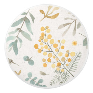 Bouton De Porte En Céramique Aquarelle australienne d'acacia et d'eucalyptus