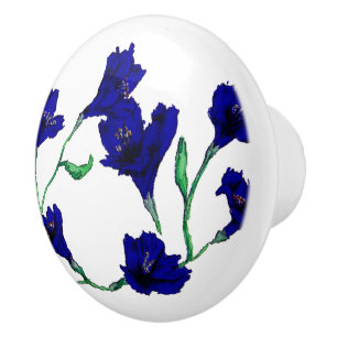 Bouton De Porte En Céramique Aquarelle bleu foncé