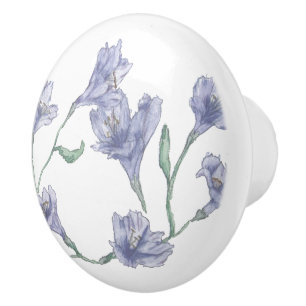 Bouton De Porte En Céramique Aquarelle bleu foncé