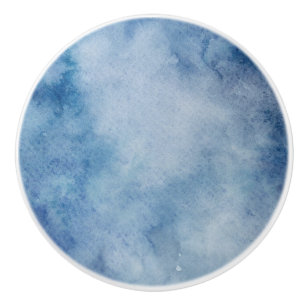 Bouton De Porte En Céramique Aquarelle bleue Texture