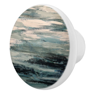 Bouton De Porte En Céramique Aquarelle bleue Texture peinture Abstraite