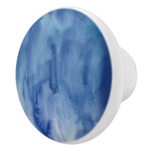 Bouton De Porte En Céramique Aquarelle bleue Texture peinture Abstraite