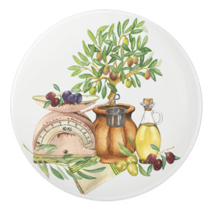 Bouton De Porte En Céramique Aquarelle Brown d'or vert russe