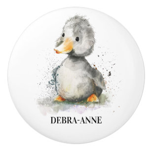 Bouton De Porte En Céramique Aquarelle de canard pour bébé mignonne