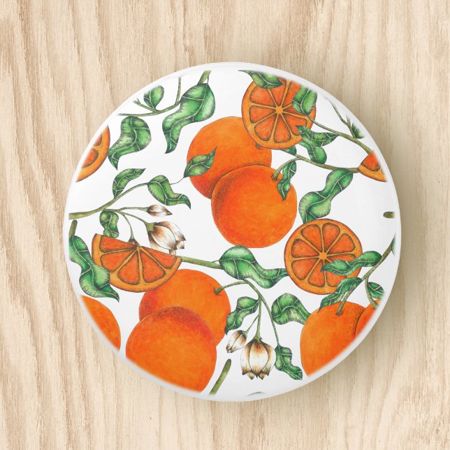 Bouton De Porte En Céramique Aquarelle de fruits d'agrumes d'orange (Créateur téléchargé)