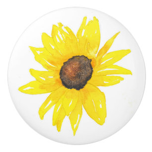 Bouton De Porte En Céramique Aquarelle de tournesol