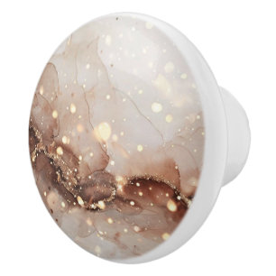 Bouton De Porte En Céramique Aquarelle en marbre avec accents de Parties scinti