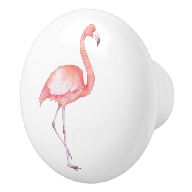 Bouton De Porte En Céramique Aquarelle Flamant rose rose (Droite)