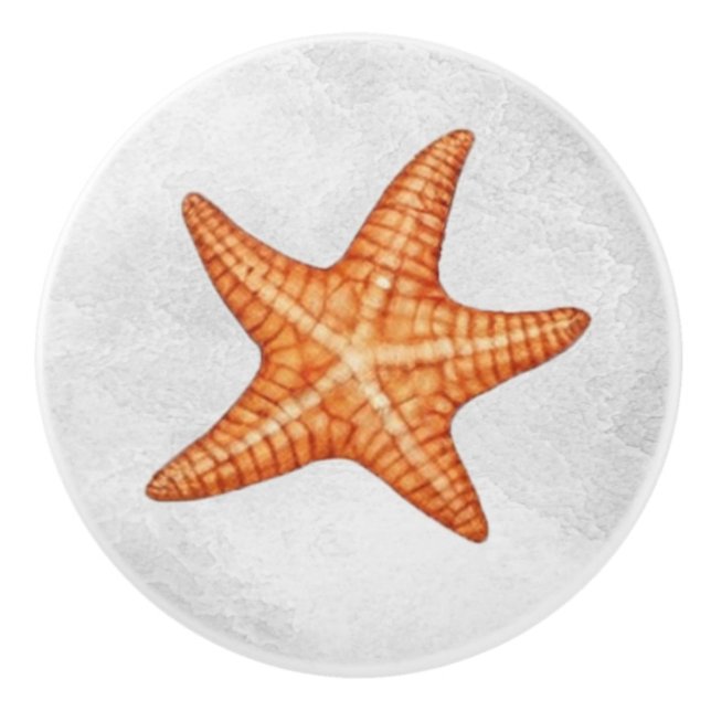 Bouton De Porte En Céramique Aquarelle moderne Plage côtière Starfish Seashs (Devant)