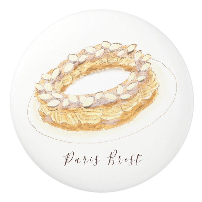 Bouton De Porte En Céramique Aquarelle Paris-Brest (Devant)