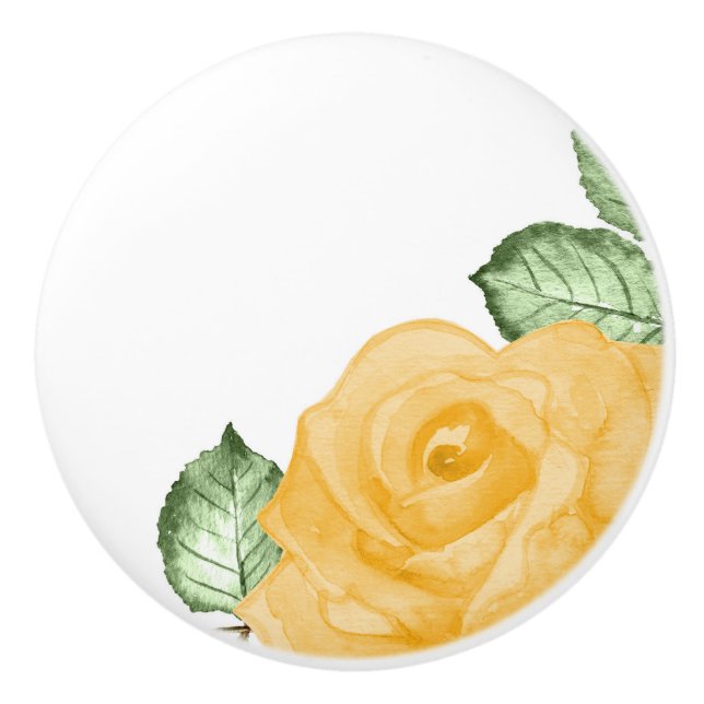 Bouton De Porte En Céramique Aquarelle rose jaune Pays Rustique Floral Chic (Devant)