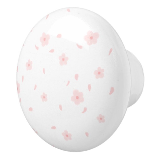 Bouton De Porte En Céramique Aquarelle rose marguerites céramique Tirage (Droite)