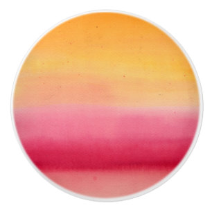 Bouton De Porte En Céramique Aquarelle rose orange
