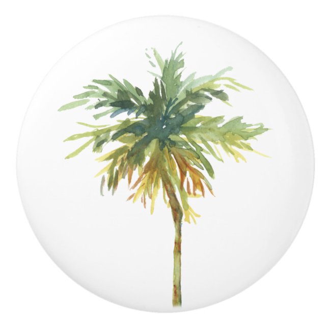Bouton De Porte En Céramique Aquarelle Tropical Palm Tree (Devant)